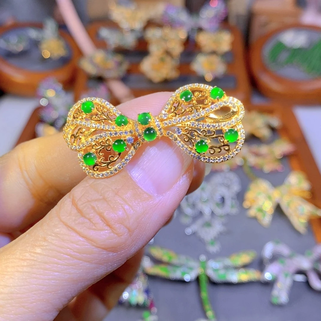 银S925镶嵌挂件翡翠