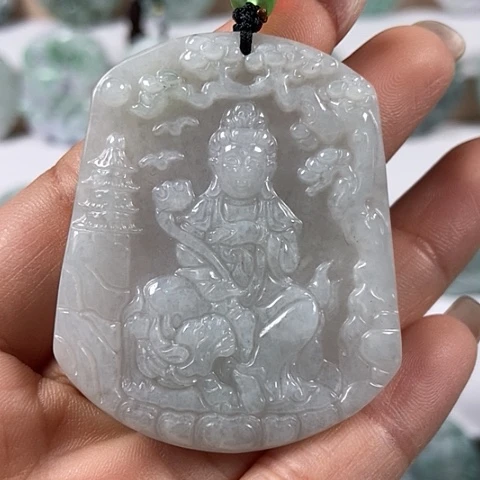 翡翠颈饰未镶嵌文殊菩萨福利