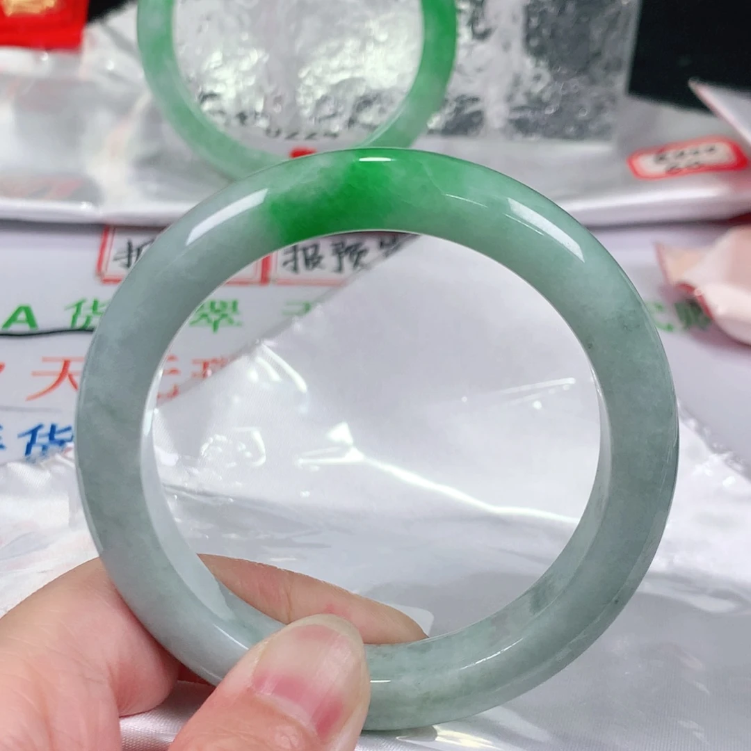 翡翠手镯未镶嵌天然缅甸翡翠手镯A货57圈口0223
