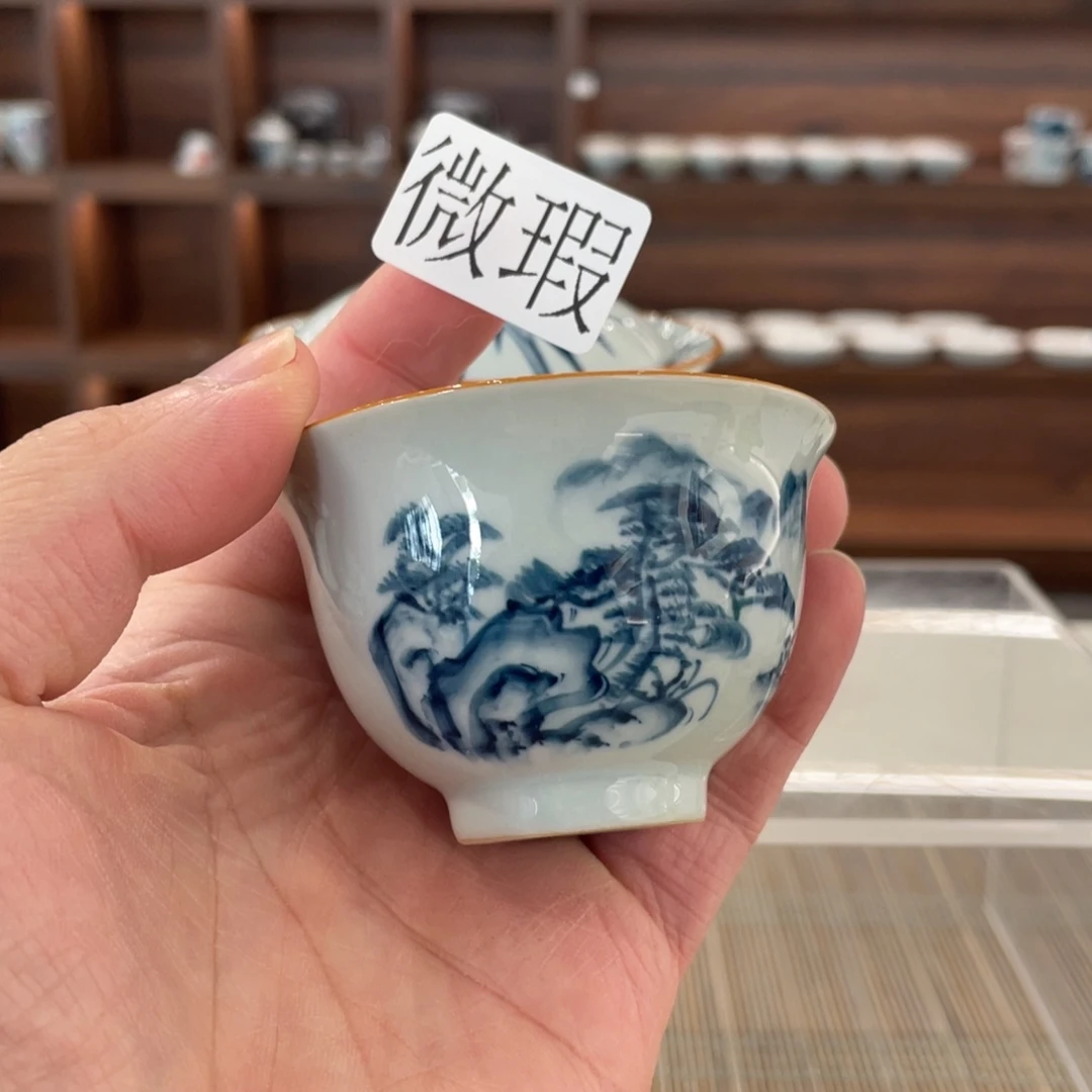 釉下手绘茶具微瑕