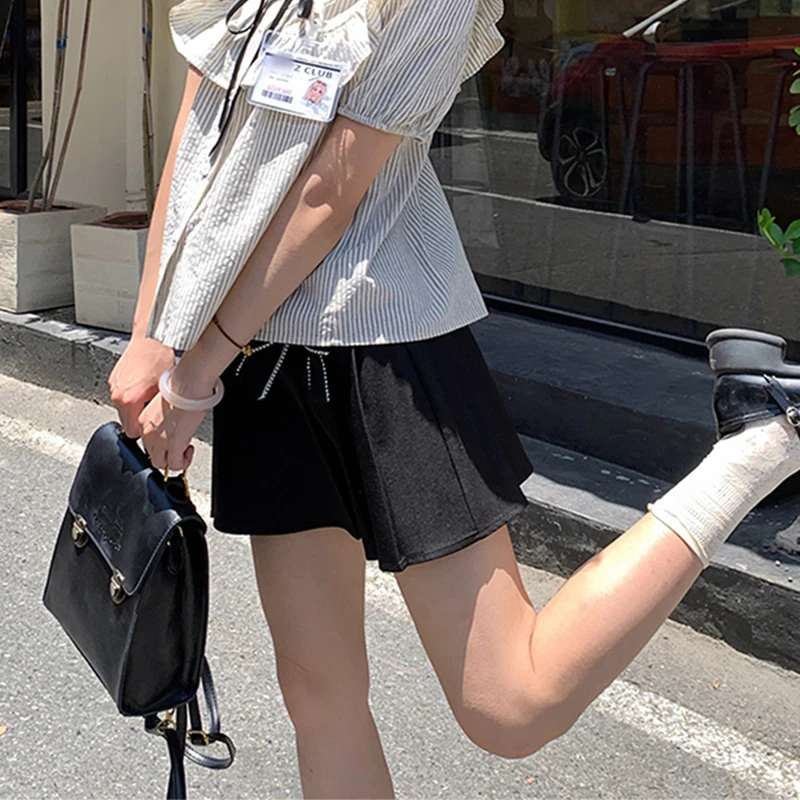sinsingirl 格恩学院 学院风黑色A字裙