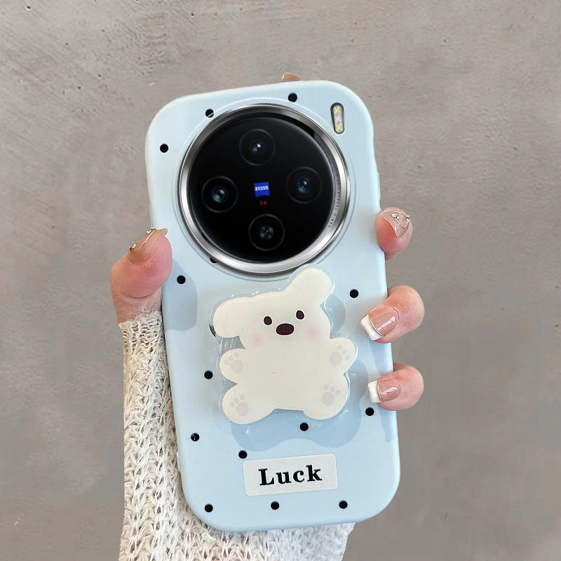适用vivox100手机壳x100s镜头不包x100pro波点x100spro小狗带支架
