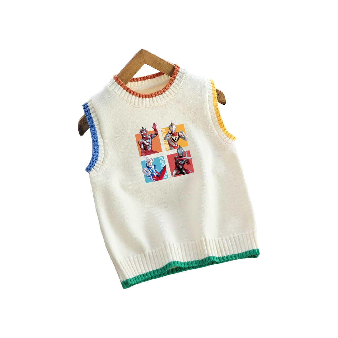 儿童马甲奥特曼背心2026年新款男童无袖毛衣秋冬款坎肩保暖针织衫