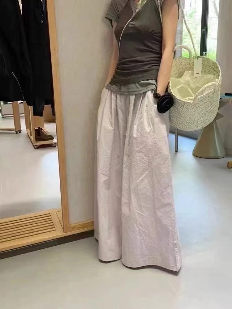 루루가−（纸片人）韩国东大门百搭阔腿裤女宽松显瘦休闲裙裤高腰长裤子