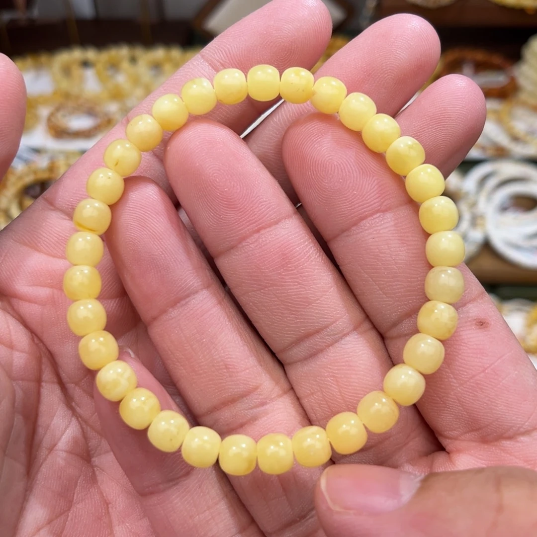 蜜蜡未镶嵌手链有瑕疵6.0mm