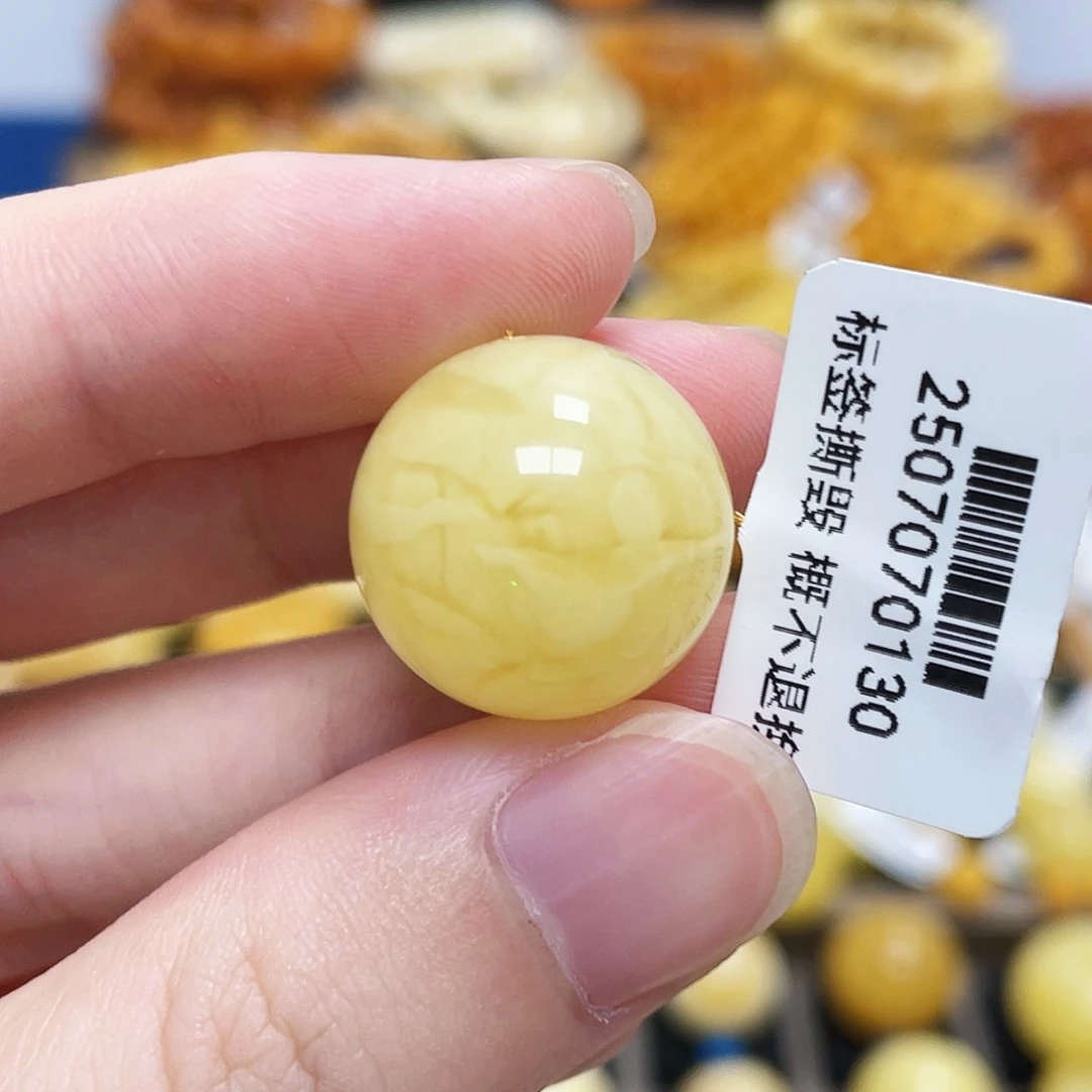 未镶嵌蜜蜡珠宝奇石圆珠满蜜浓蜜虎皮妖花18.2m m