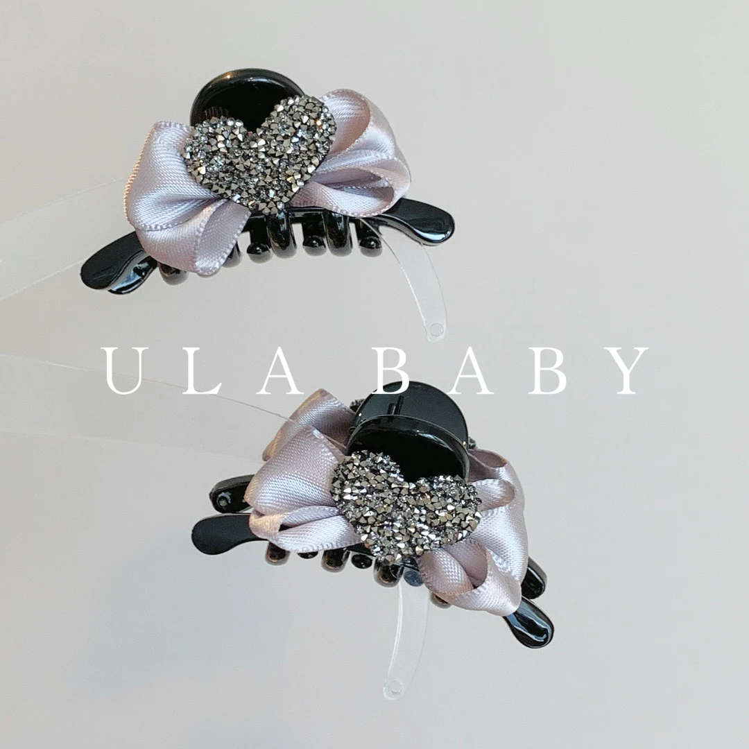 【喜儿ula】9-10-2时尚碎镶爱心蝴蝶结复古精致小抓夹