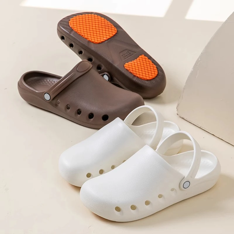 洞洞鞋女夏季防滑防水耐磨透气简约eva护士鞋厨房包头拖外穿男士