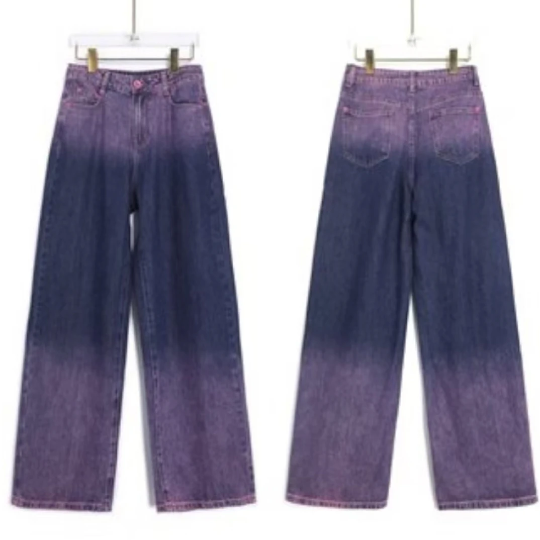 【BAI】秋冬新款设计感高腰直筒复古宽松牛仔裤40064