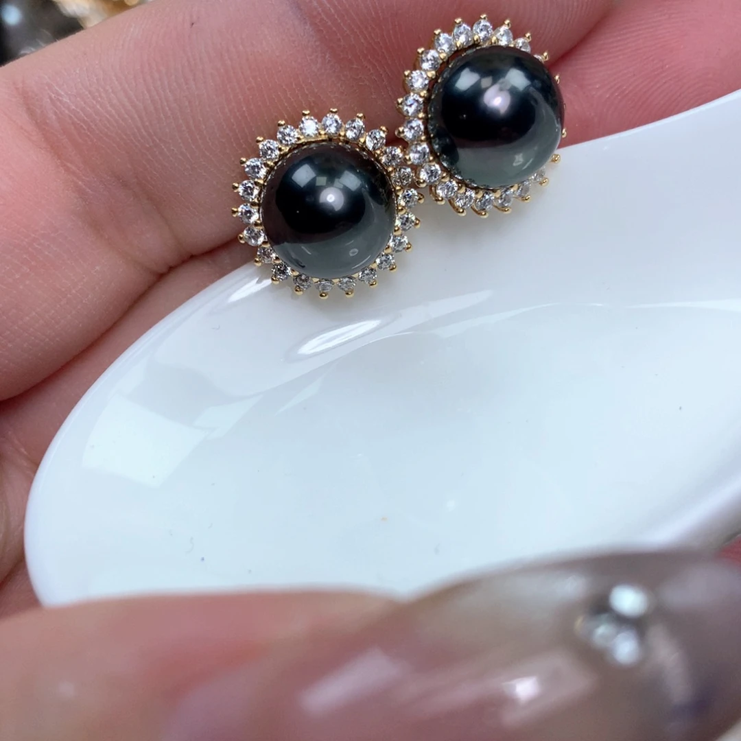 海水珍珠耳饰银S925镶嵌