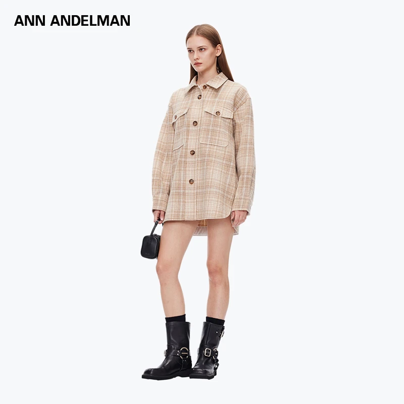 ANN ANDELMAN 25春季 格纹衬衣休闲衬衫女POLO领