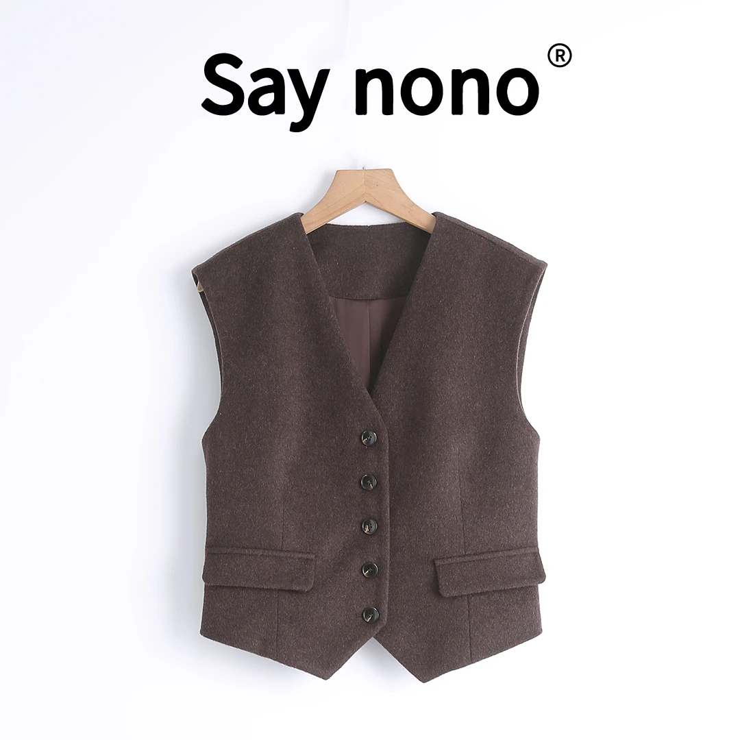 懒猫nono│Saynono 酷飒有型＿遮肉显瘦干练西装马甲外套 /S24058