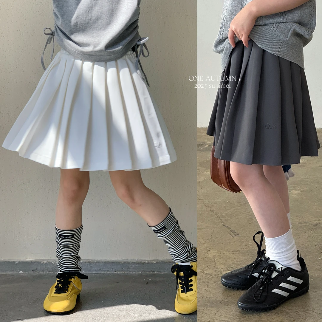 现货「麦麦秋.MAIMAIQIU」【奈里】学院风抽绳百褶裙女童夏【GX1126】