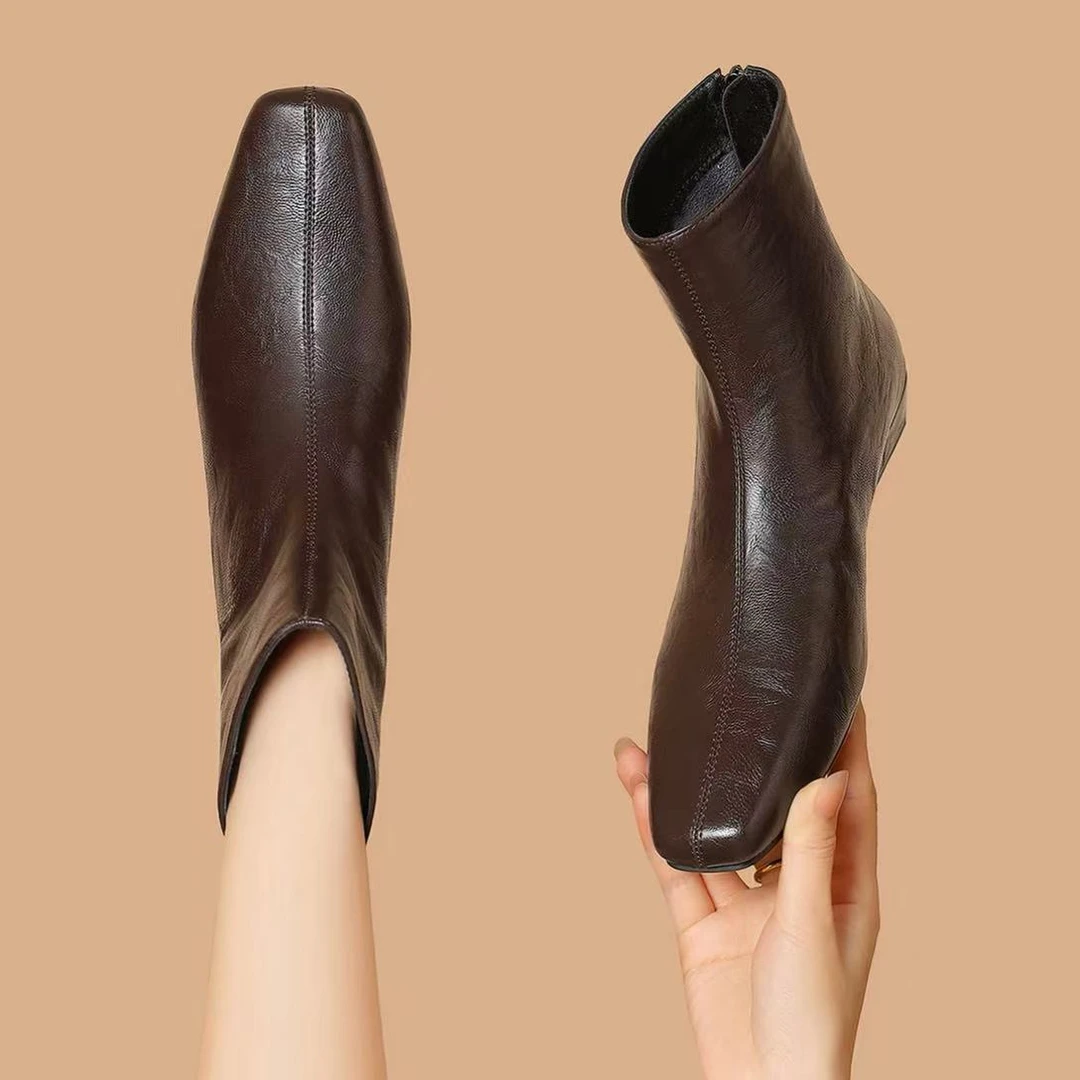 2026新款秋季粗跟靴子不累脚百搭软皮马丁靴女靴5529