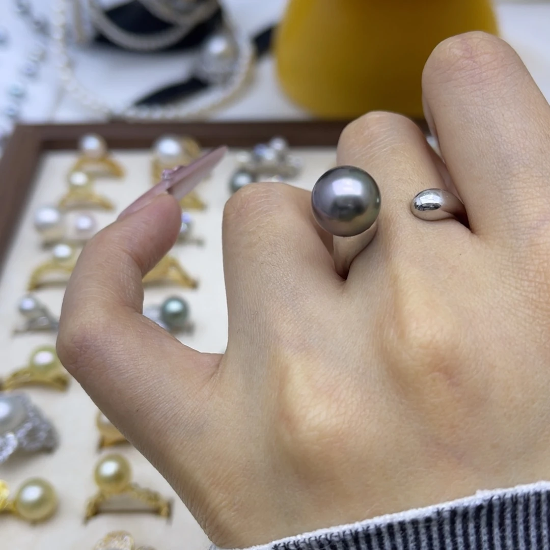 戒圈银S925镶嵌海水珍珠