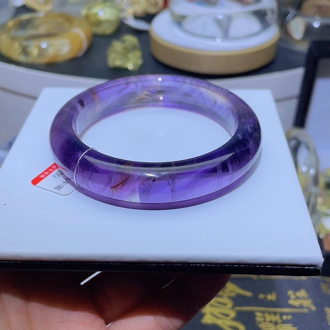 水晶手镯未镶嵌天然紫水晶55圈高品