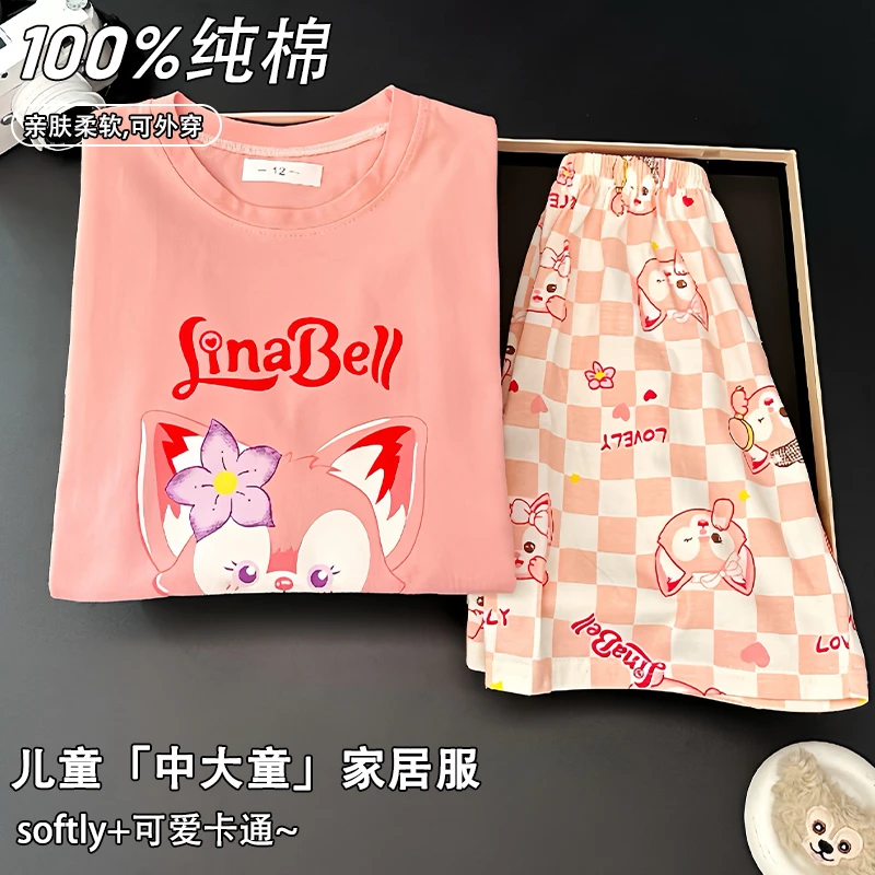 2025新款儿童睡衣夏季纯棉可爱风粉色卡通中大女童夏天家居服套装