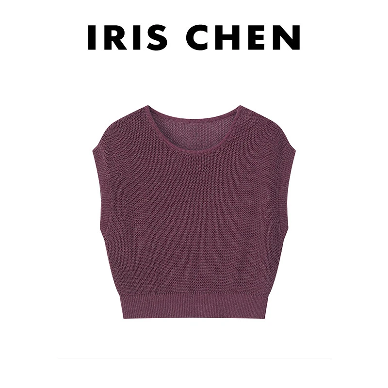 现货IRIS CHEN 沉香 2025春夏天丝亚麻透气百搭无袖短袖25SY417