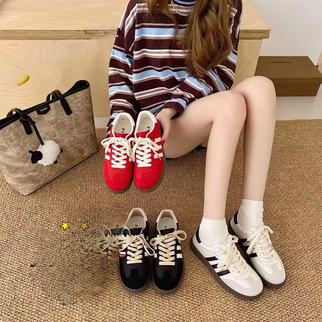 ～红色德训鞋～经典款新款秋款女鞋可以跑步运动软底舒适百搭防滑