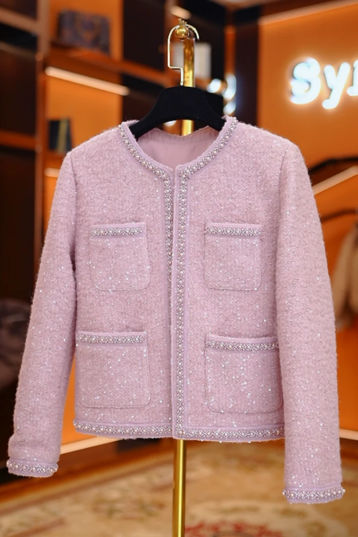 2025春季新款时尚名媛亮片轻奢洋气高级感小香风外套S