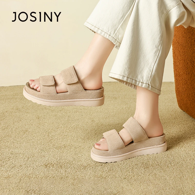 卓诗尼厚底凉鞋女2025新款夏季外穿一字拖休闲沙滩鞋一脚蹬懒人鞋