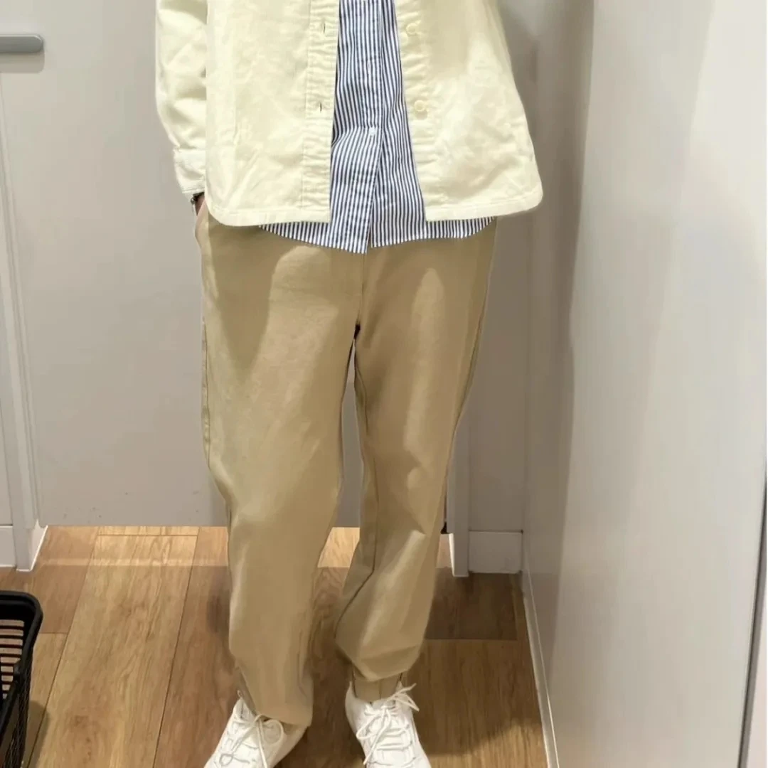 日系教科书！2025年秋季新款重磅棉质水洗男士松紧腰束脚休闲裤潮