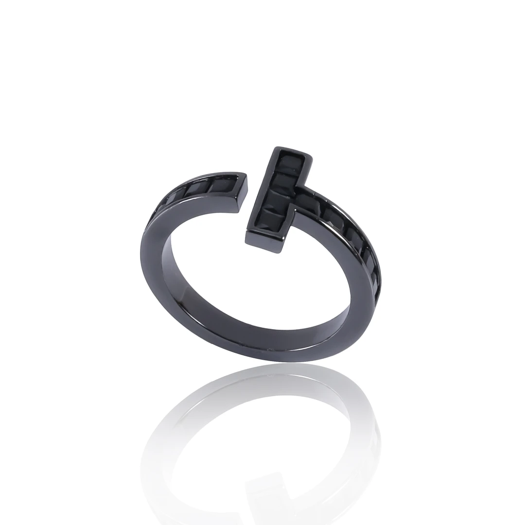 镀K金【黑武士】 时尚设计师开口戒指 3727