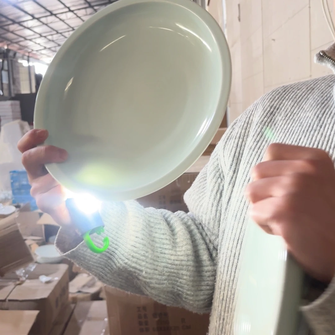 陶瓷10英寸影青护边深盘2只微瑕