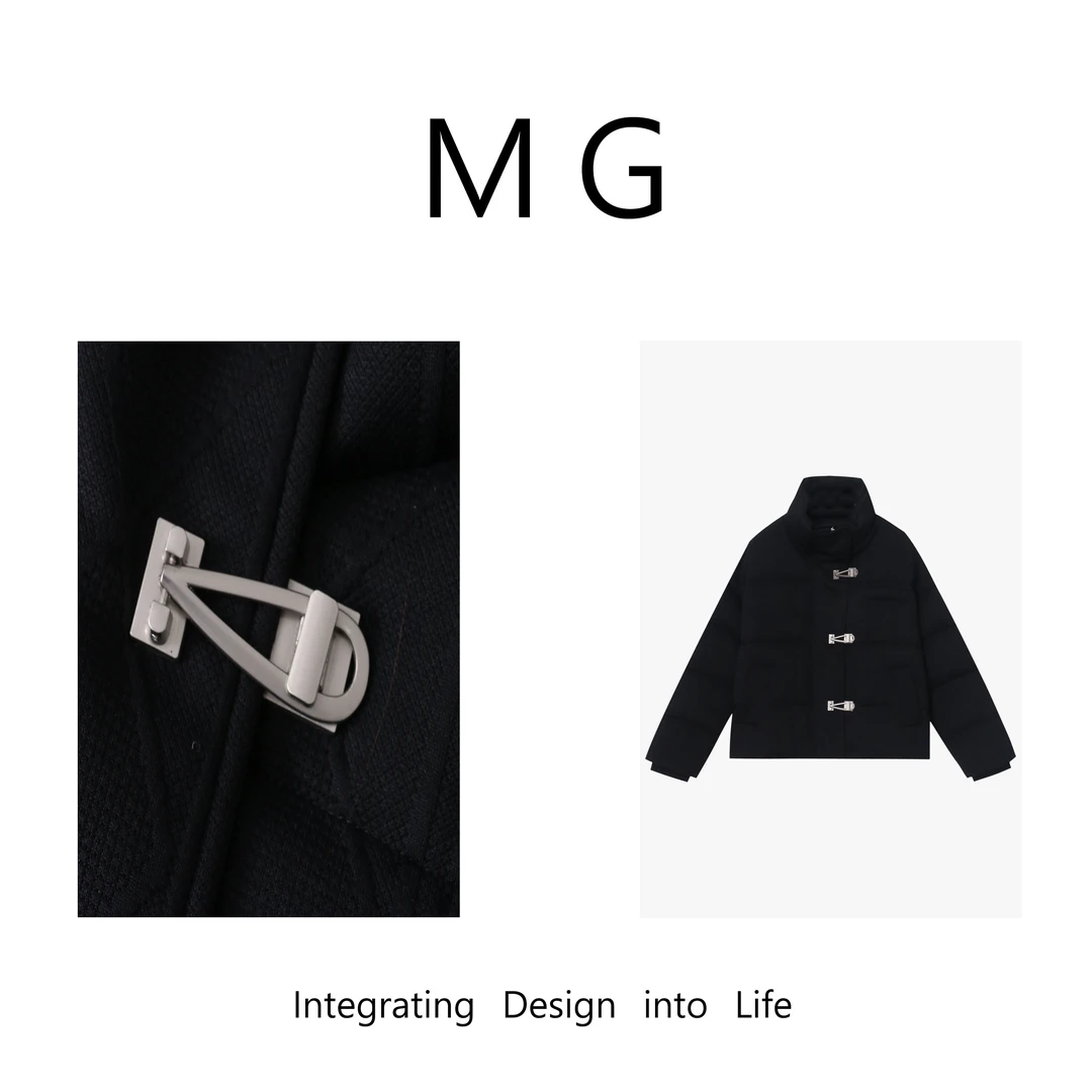 木岸MUAN：《飞行羽绒服》定制90白鸭羽绒服飞行扣外套女YJ-23219