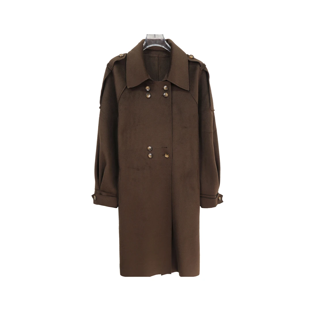 S新款高级感双面呢系带收腰显瘦中长款毛呢外套DY2534