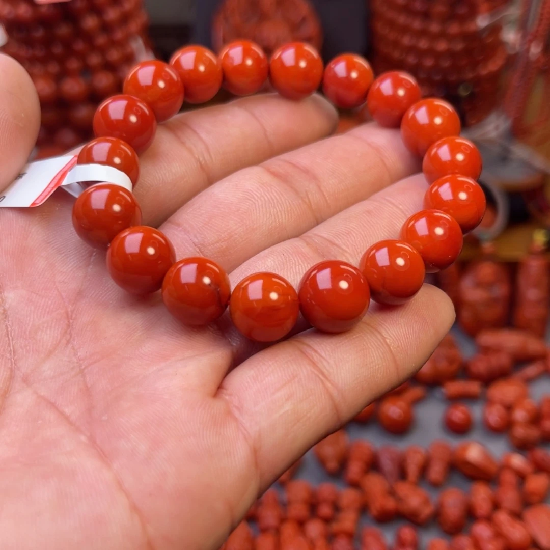 南红玛瑙未镶嵌川料精工圆珠手串卡11➕