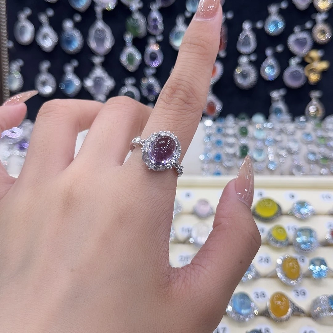 岫玉银S925镶嵌戒指零*?