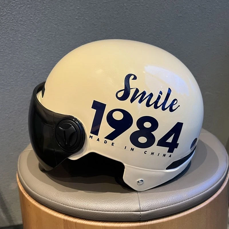 创意1984电动车头盔夏季防晒电瓶车摩托车半盔男女情侣款安全帽