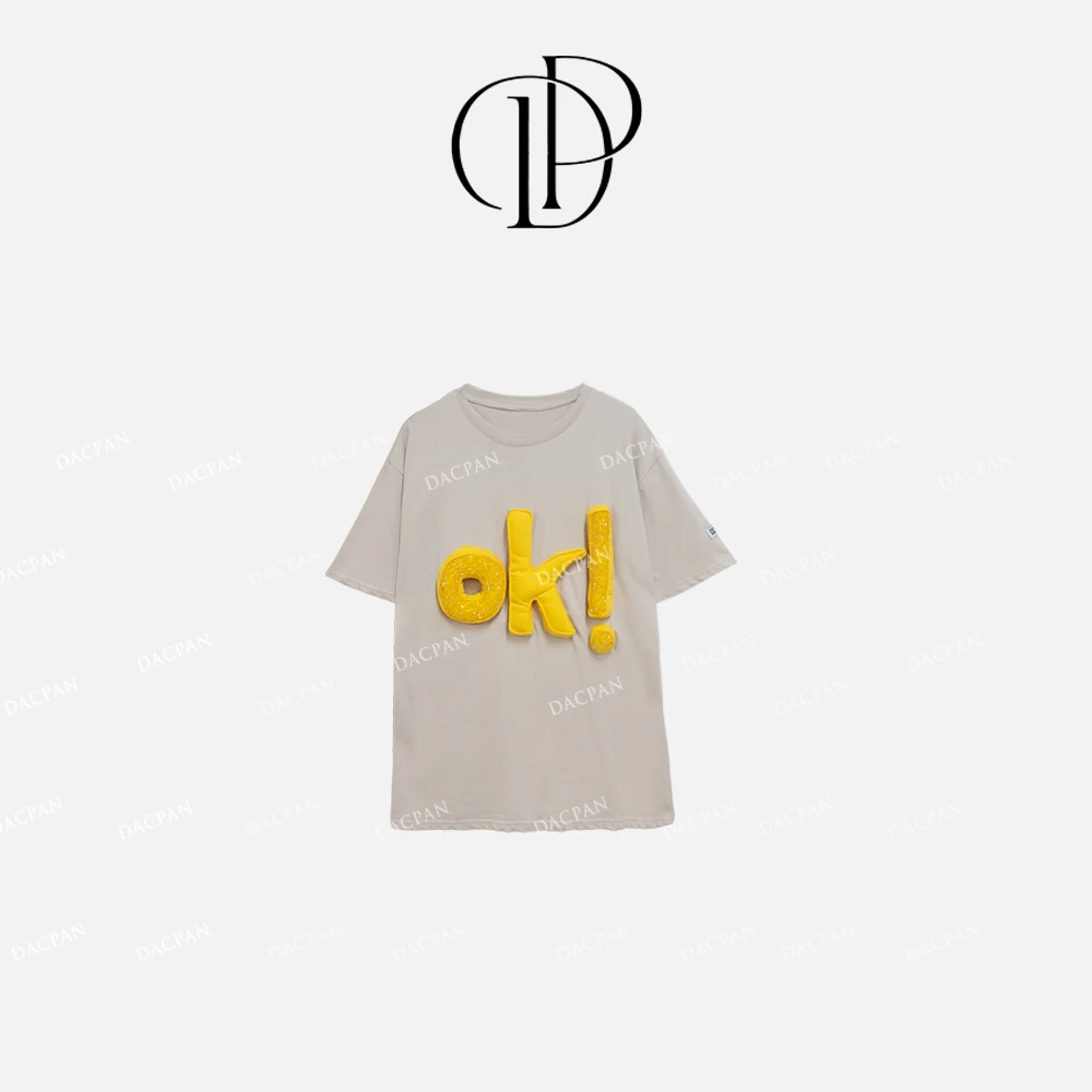 DACPAN-“OK趣味”立体字母大版短袖上衣 2025/盼·PP 2317
