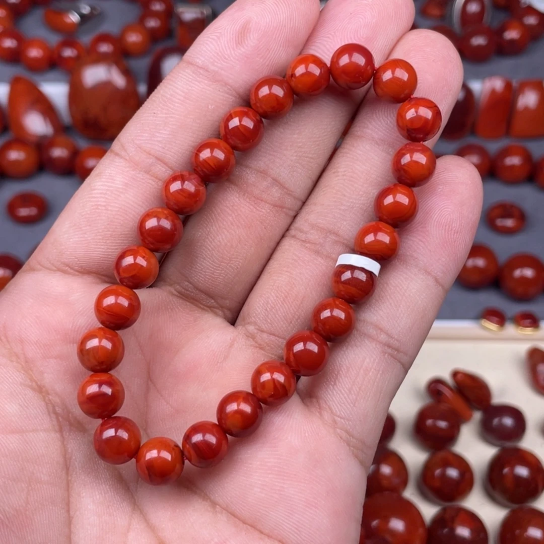 ****气南红玛瑙未镶嵌瓦西南红原矿手串8mm