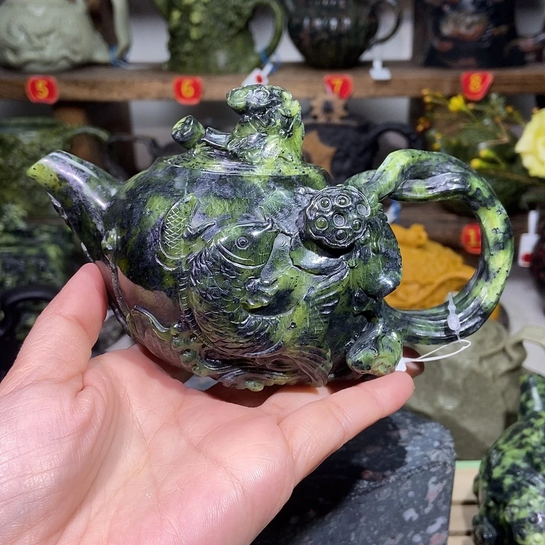 荧***光蛇纹石玉藏玉荷趣壶元旦福利