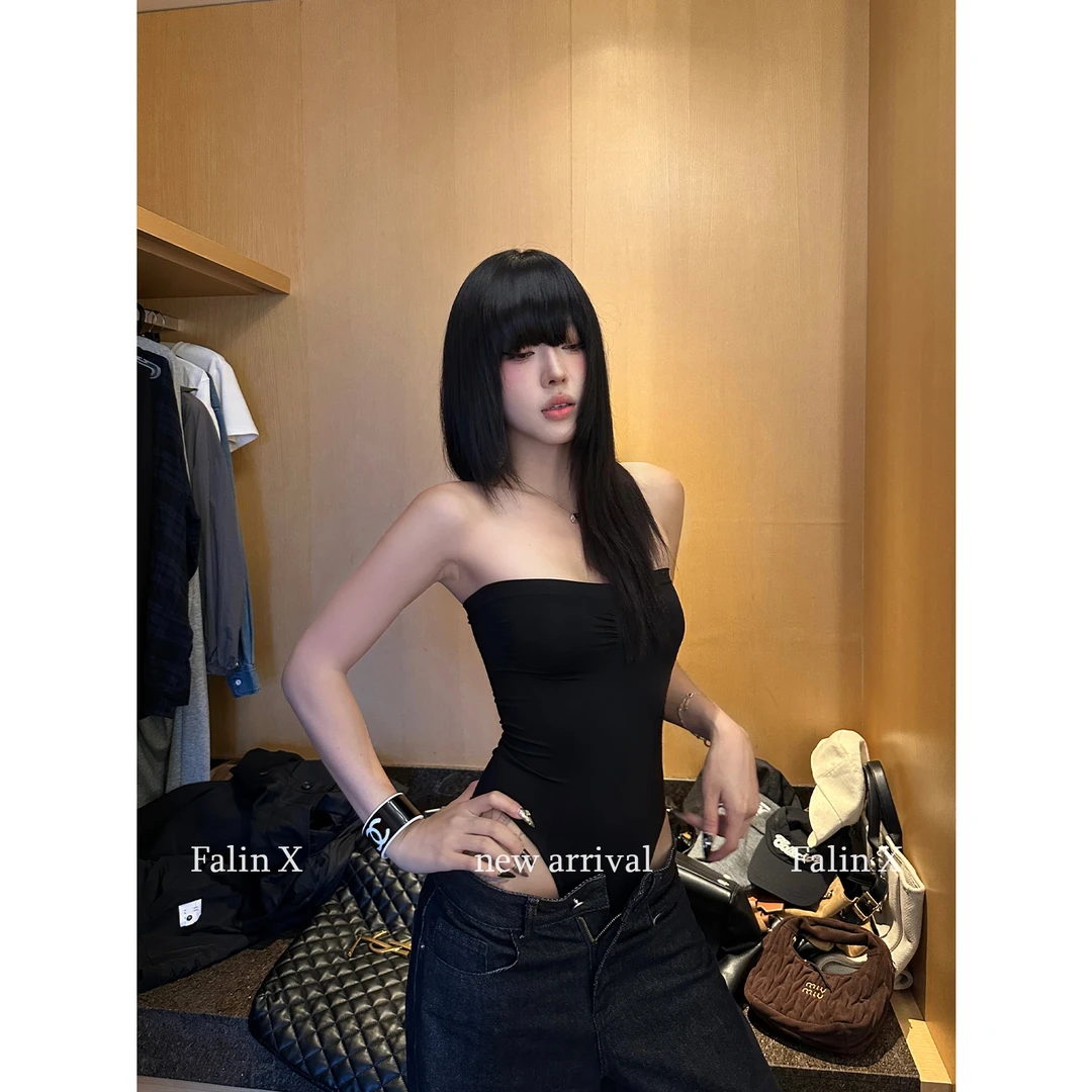 Falin X ski*ms莫代尔抹胸连体衣女显瘦一件式辣妹夏上衣F0525C