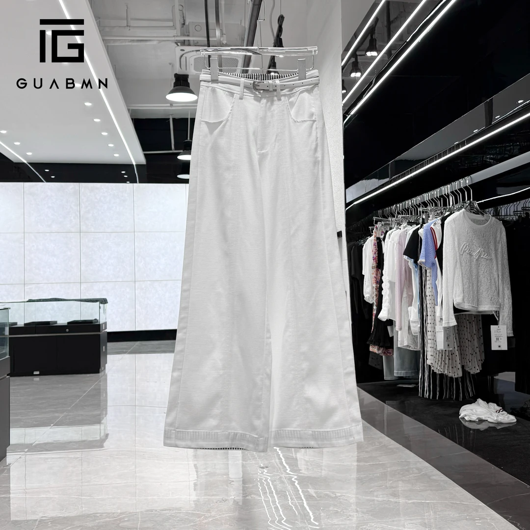 GUABMN2025夏季新款高腰宽松牛仔裤腰显瘦直筒阔腿裤夏日穿搭5212
