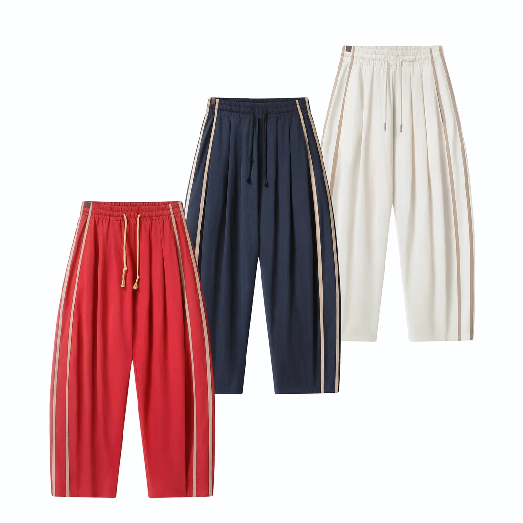 2025夏秋抽身宽松垂坠显瘦直筒运动百搭长裤休闲裤