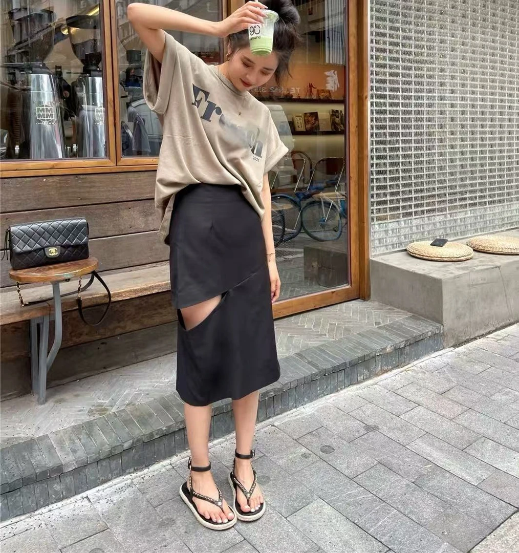 1062 设计感半身裙2025新款韩版夏季显瘦气质百搭包臀女中长裙