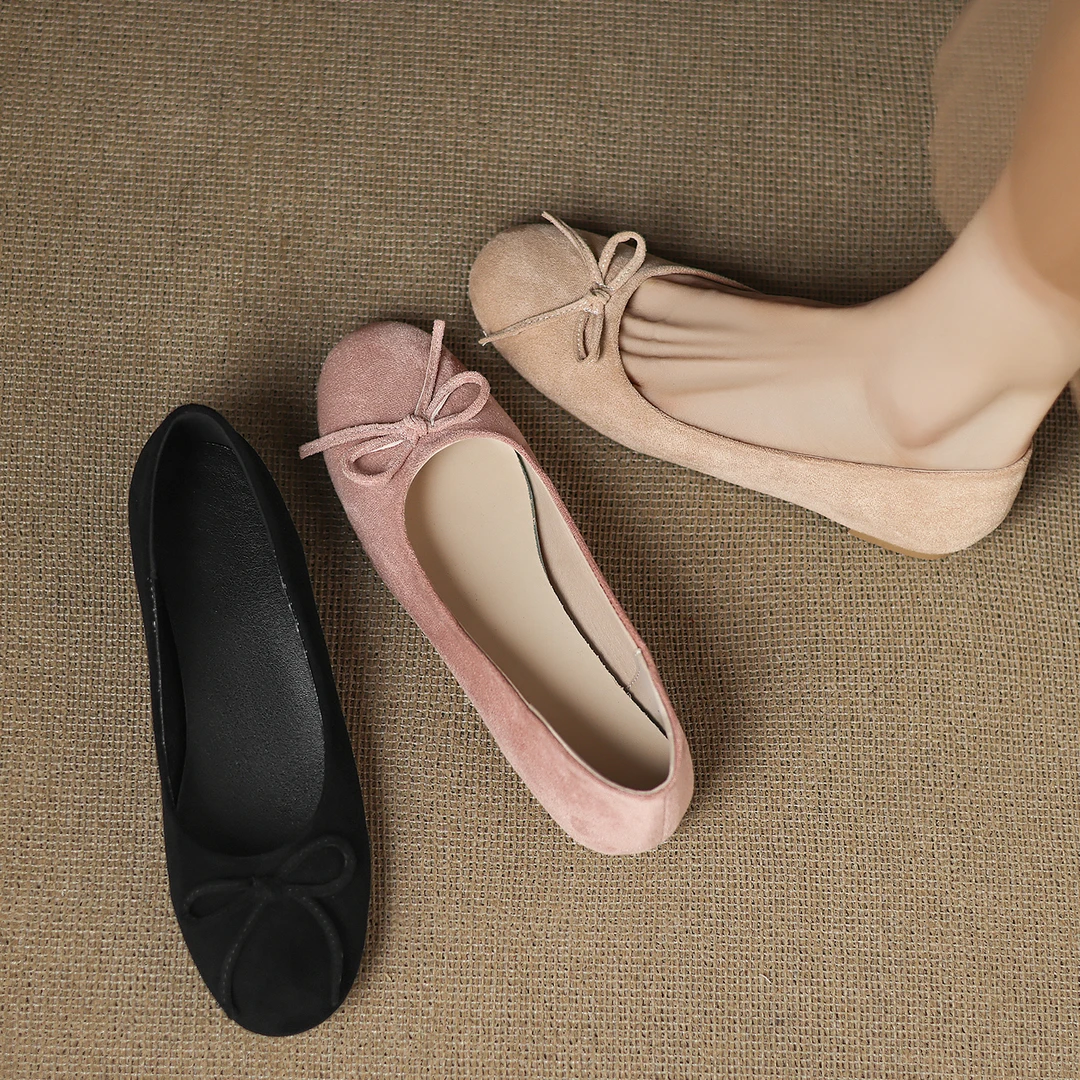 大码女鞋法式蝴蝶结芭蕾舞鞋浅口配裙子时尚平底单鞋百搭软底舒适