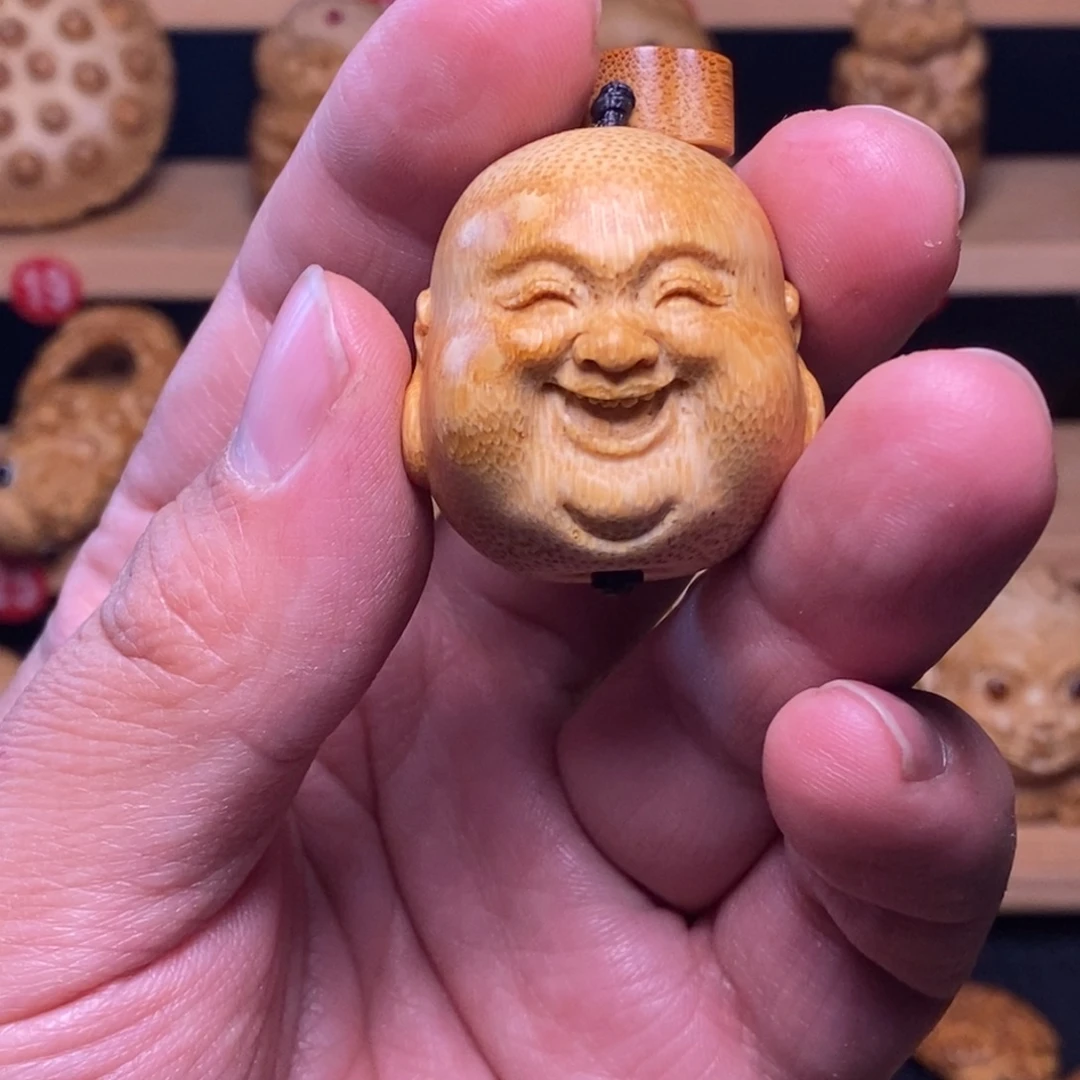 啊***哦竹竹根雕笑口常开手把件