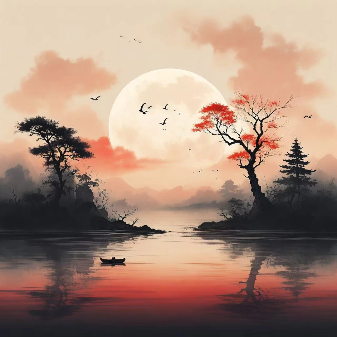 中国风山水墨画家装