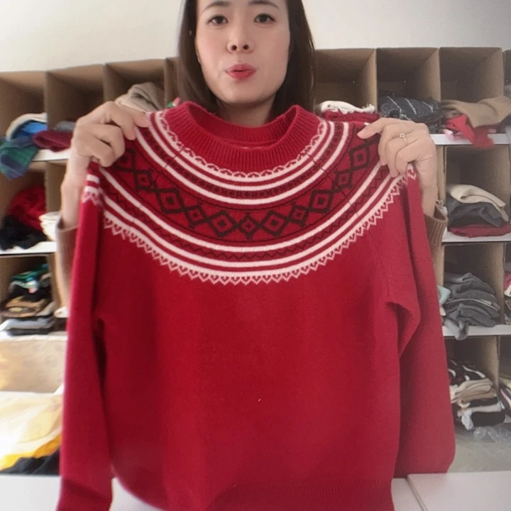 费尔岛红色纯山羊绒