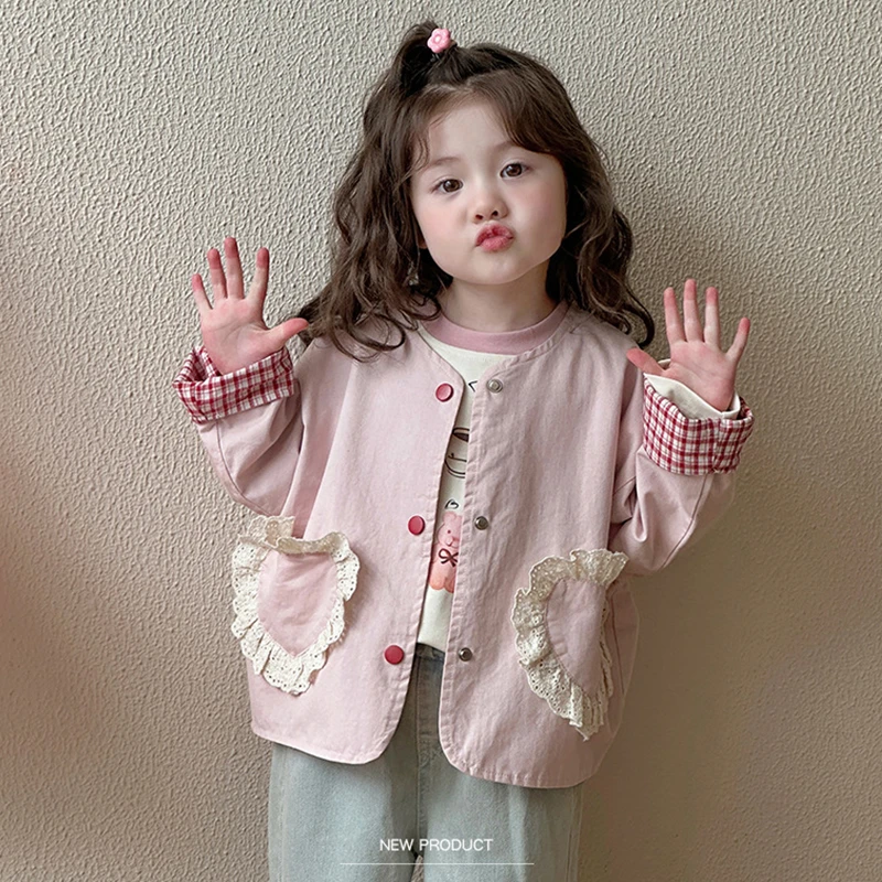 女童外套春秋款2025新款儿童洋气韩版风衣春装女宝宝秋装宽松上衣