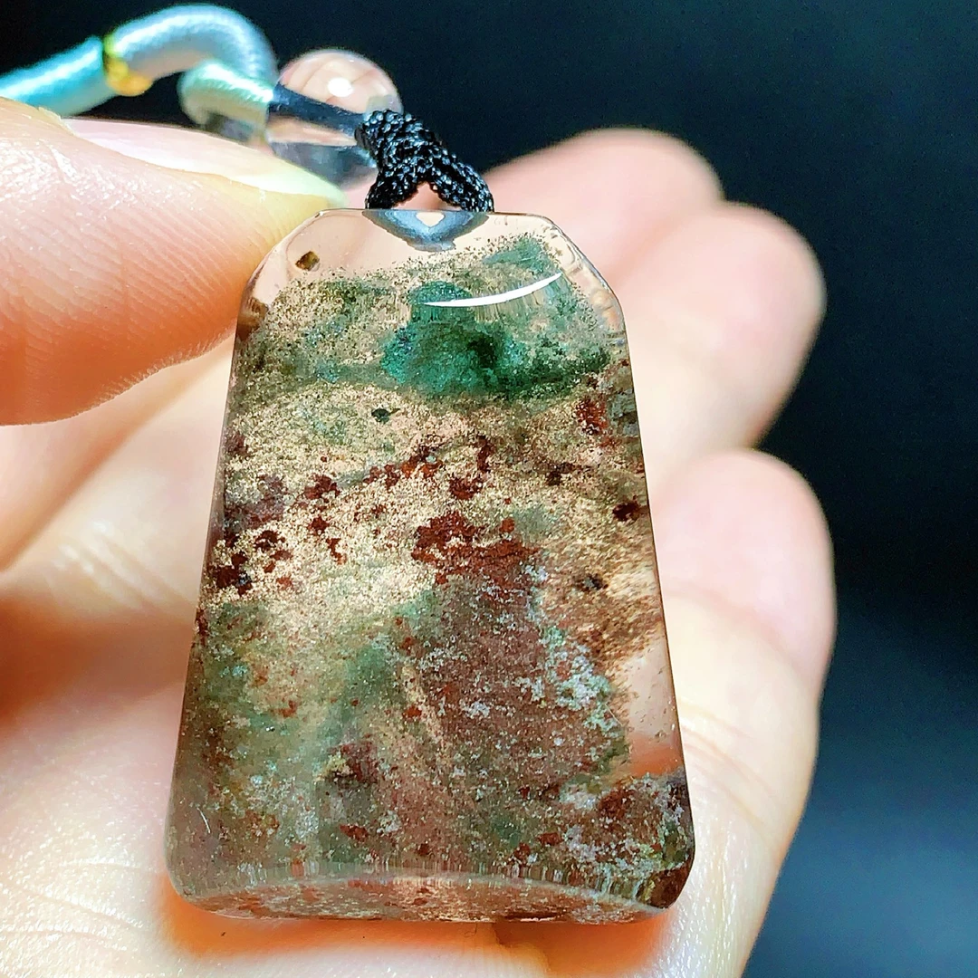 东海水晶满绿幽灵天然水晶吊坠毛衣链绿幽灵纯天然100%真品