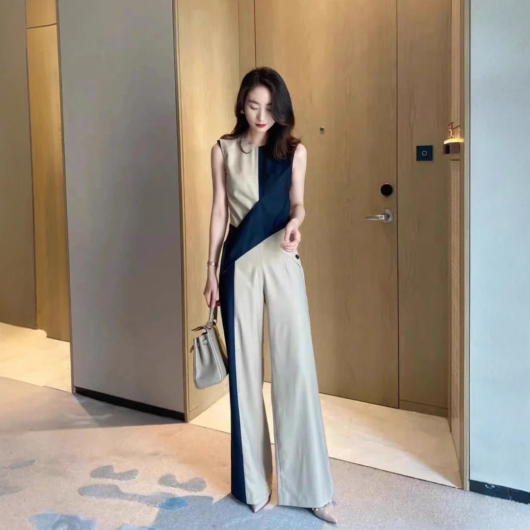 1【上衣+裤子一身】高端撞色套装夏季新款气质名嫒两件套 1178