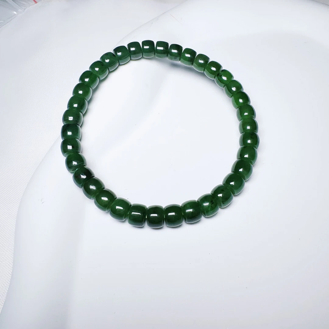 天然和田玉 左右碧玉直切单圈手串 多样性发一25-YW21T03