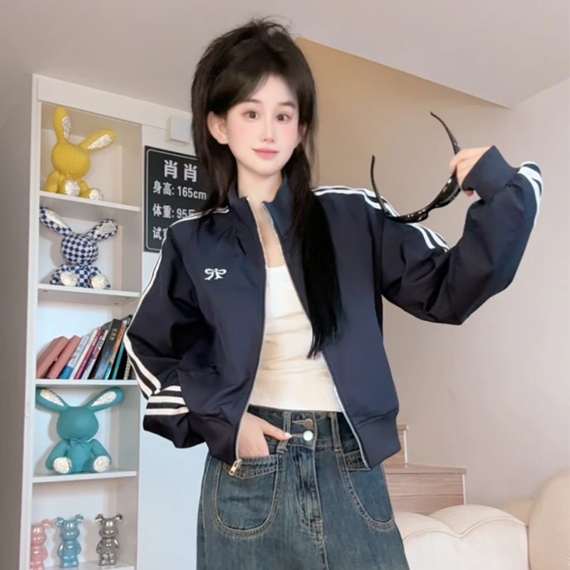 韩系刺绣短外套女2025年秋季新款小个子百搭上衣夹克外套潮