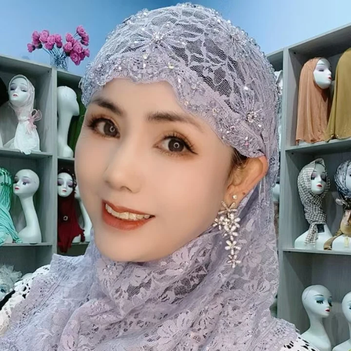 蕾丝重工套头帽时尚百搭透气立体旅游套头帽送同款打底帽